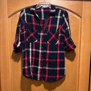 Skies Are Blue Red and Black Plaid Button-Down Shirt